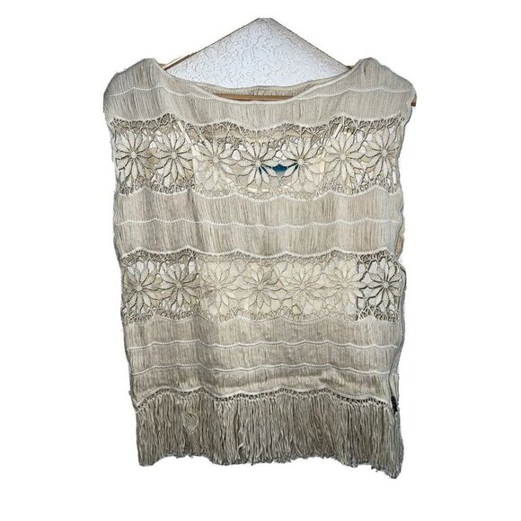 ALICE + Olivia Boho Crochet Top Fringe Built in Bra Size Small Y1 - Picture 1 of 9